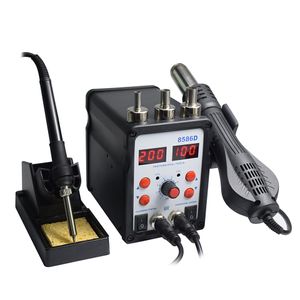 Soldeerijzers Eruntop 8586D Electric Soldering Irons +Hot Air Gun Better SMD Rework Station Upgraded 8586