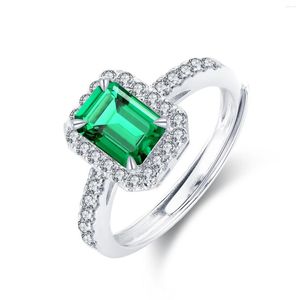 Cluster-Ringe Pirmiana Classic 925 Sterling Silber Ring 0,85 ct Lab Grown Emerald Schmuck Damen