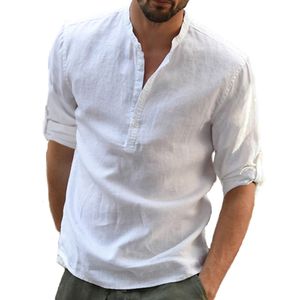 Mens Casual Shirts KB Blouse Cotton Linen Shirt Loose Tops Long Sleeve Tee Spring Autumn Handsome Men 230607