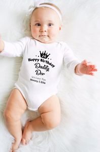 Rompers mutlu yıllar baba seni seviyoruz komik pamuk süren kız bebek kız bebek uzun kollu tulum doğumlu bebek kız kıyafetleri 0-24m 230606