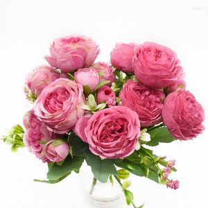 Decorative Flowers 1 Pieces 5 Forks Artificial Peonies Bouquet Wedding Christmas Decorations For Home Holding Shooting Props Candy Box Gift