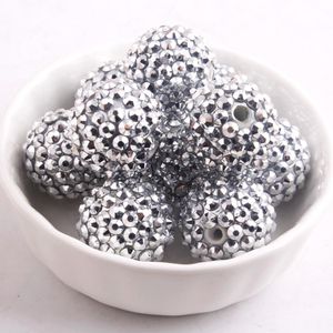 Crystal Kwoi Vita Silver Color Resin Rhinestone Ball Beads Wholesales 20mm Chunky 100PCS Kids Girl Jewelry