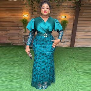 Abbigliamento etnico 2023 Plus Size Abito africano verde per donna Elegante Lady Wedding Evening Sexy Party Bodycon Gown Summer Nigerian Clothes