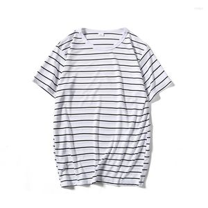 Ternos masculinos A1971 Harajuku Streep T-shirt Mannen Casual Korte Mouw Streetwear Moda Zwart Wit Tops Tees O Hals Hip Hop Tshirt