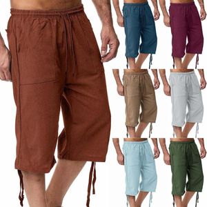 Мужские брюки мужские весенние и летние хлопковые спортивные штаны пробежают свободные повседневные пляжные кани Капри растягиваемые чинос мужчины мужчины