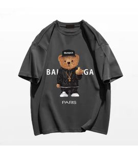 Camisetas Masculinas de Algodão Oversized T-shirt Urso Estampado Graphics Tees Designer de Moda Luxo Decote Redondo Manga Curta Tops Roupas Femininas de Verão 230607