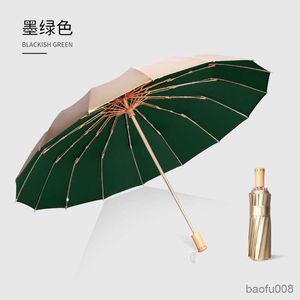 Guarda-chuva grande de borracha de osso dourado guarda-chuva guarda-chuva manual dobrável protetor solar à prova de vento guarda-chuva feminino ensolarado e chuvoso R230607