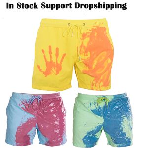 Roupa de banho masculina Drop Magical Change Color Shorts de praia verão calções de banho masculinos maiôs shorts de banho de secagem rápida 230606