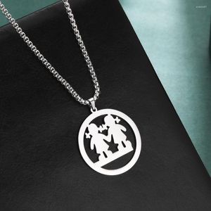 Pendant Necklaces Fishhook Girl Sister Necklace Mother Daughter Family Strong Box Chain Gift For Man Father Dad Woman Stainless Steel