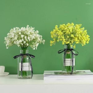 Dekorative Blumen, 32 cm, weißer künstlicher Zigeunerstrauß, Hochzeit, Frühling, Gras, Sternblume, Geburtstagsdekoration, Familiengarten