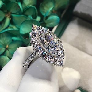 Anel cz simulado de zircônia 4ct, ouro branco, noivado, casamento, aliança, para mulheres, festa, joia, presente