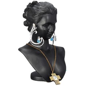 Jewelry Boxes Black Beautiful Girl Style Resin Model Earrings Necklaces Jewellery Stand Necklaces Display Earrings Display Stands Jewelry 230606