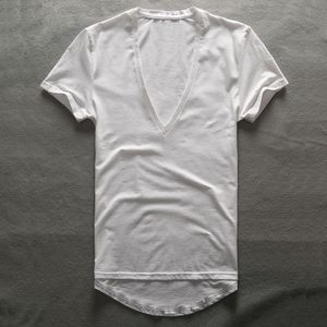 メンズTシャツZECMOS DEEPVネックTシャツ男性プレーンVネックTシャツ