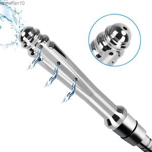 Metal 7 Holes Side Opening Sex Products Anal Enema Cleaning Shower Colonic Douche Nozzle Vaginal Wash Sex Tools for Couples L230518