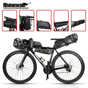 Panniers sacos Rhinowalk saco de bicicleta conjunto impermeável bicicleta pannier guiador sacos quadro tubo superior saco mtb sela saco de viagem saco de garrafa de água 230606