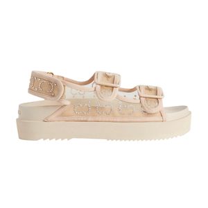 23 Sandálias Femininas de Designer Chinelos de Borracha Mimi Double G Flip Flops Jelly Platform Slides Fivela Ajustável Chinelo Catton Chinelo Sandália Ao Ar Livre de Verão com Caixa