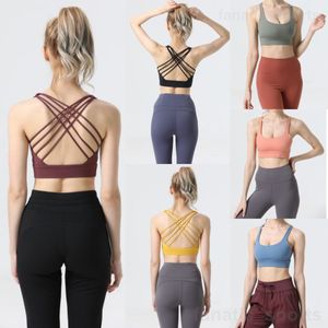 Lu Align Lu Woman träning Yoga Vest ärmlös träningstank topp ärmlös gymbra underkläder träning toppar bär vackert rygg tunna band underkläder push up