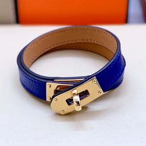 Bangle High Quality Brand Men Women Casual Color Double Bracelet Real Leather Fashion Party Jewelry Couples Accessories Necklace NC4N
