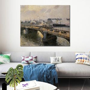 The Pont Boieldieu Rouen Sunset Pintado à Mão Camille Pissarro Canvas Art Impressionista Pintura de Paisagem para Decoração de Casa Moderna