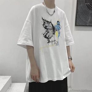 Men's T Shirts Summer Short Sleeved Cotton T-shirts Men's Butterfly Printed Harajuku Tshirt Streetwear Loose Casual Fit Tee Tops 2023