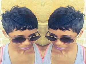 ピクシーは黒人女性のための短い自然な髪のかつらをカットした人間の短い髪のかつらアフリカ系アメリカ人のグルーレスブラジルの髪のボブショートヘアスティック8671103