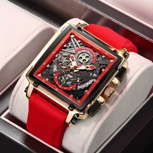 Neue Lige Männer Uhren Top Marke Luxus Hohl Quadrat Sport Uhr für Mode Silikon Armband Wasserdichte Quarz Armbanduhr 230605