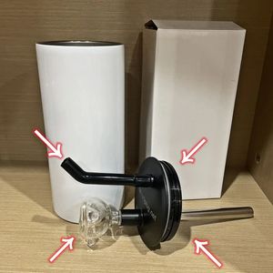 Accessori per bicchiere dritto a sublimazione Oz Oz con coperchio per fumatori, bicchiere sub narghilè, tazza di caffè bianca in acciaio inossidabile bianco