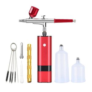 Spraypistolen Mini Wireless Airbrush With Compressor Kit High Pressure Single Action Spray Gun Set for Cake Coloring Model Painting Tattoos