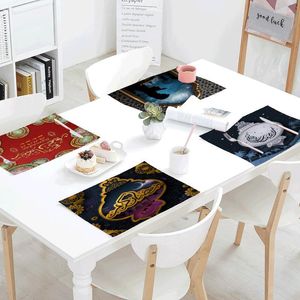 Table Napkin Eid Classic Style Placemat Printing Heat Insulation Pad Ramadan Polysterflax Blended YarnTable Mat