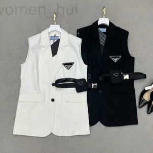 Women's Jackets designer Women Designer Jacket Blazer Coat With Triangles Letter Belt Bag Runway High End Custom Luxury Brand Sleeveless Lapel Vest Outwear Suit