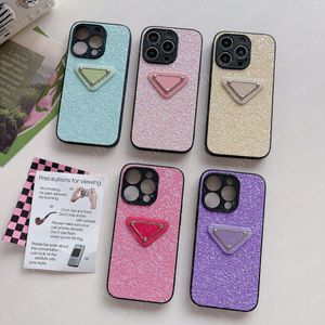 Fashion Designer Bling Glitter Custodia per telefono per iPhone 14 13 12 11 Pro Max Shiney Shell Cover posteriore Protezione completa Triangolo Lettera