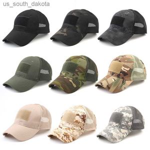 Kamuflażowe czapki taktyczne strzelanie do armii baseballowych czapki na świeżym powietrzu Sport Sun Sun Dad Hat Simplicid Camo Hunting Caps L230523