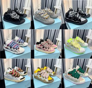 Curb Spor Sneakers Tasarımcı Örgü Dokuma Erkek Ayakkabı Nappa Calfskin Ayakkabı Kauçuk Platform Tranier
