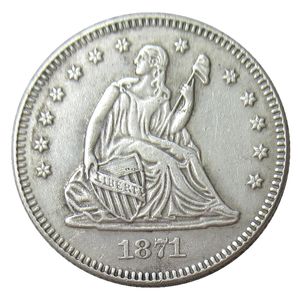 US 1871 P/CC/S Seated Liberty Quater Dollar Silver Plated Copy Coin