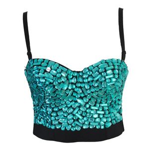 Camis Handsewn Crystal Bustier Bra Women's Luxurious Bralet Corset Fashion Camis Female Underwear Sexy Punk Style Cropped Top Tanks