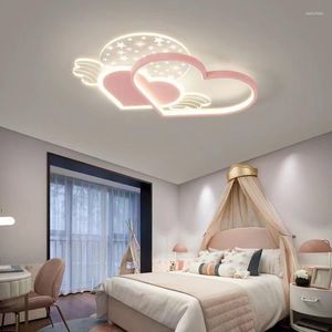 Światła sufitowe Kawaii Decor Pokój Śliczny dla dzieci dziewczynki sypialnia kształt serca lampa księżniczka różowy żyrandol oświetlenie