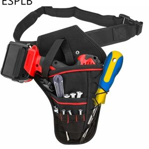 Tool Bag ESPLB Multi-functional Waterproof Drill Holster Waist Tool Bag Electric Waist Belt Tool Pouch Bag for Wrench Hammer Screwdriver 230606