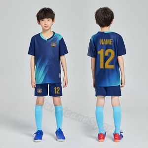 Jerseys Kids Football Jersey Personlig anpassad Boy Soccer Jersey Set Polyester Soccer Uniform Breatble Football Uniform för barn 230606