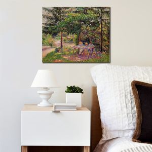 Impressionist Canvas Art Children in A Garden at Eragny Camille Pissarro Oil Painting Handmade Landscape Modern Bedroom Decor