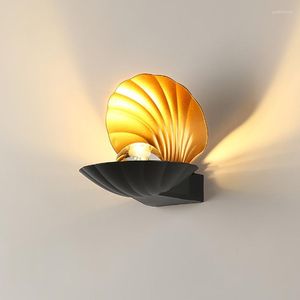 Lampy ścienne Nordic Pearl Shell Lampa LED lustro Outdood Waterproof Waterproof Art Deco do łazienki El łóżko Pokój przy łóżku oświetleniem LUSE Optionk