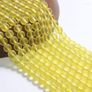 Beads Matte Yellow Energy Heal Stone Czech Meteorite Crystal Glass Round For Jewelry Making DIY Bracelet Earrings 15inch