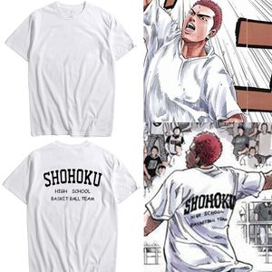 Męskie koszulki shohoku sakuragi hanamichi t shirt mężczyzn kobiety cosplay kaede rukawa hisashi mitsui t shirt bawełniane krótkie tlee duże koszulki 230607