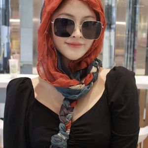 Scarves 1Pc Women Fashion Cotton Linen Hat Head Scarf Handwoven Multifunctional Headband Wind Sun Sand Proof