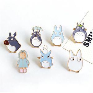 Whole- 1pc Harajuku Unisex Alloy Enamel Anime Cute Totoro Girl Broche Badges Lapel Pin Safe Brooches Scarf Cool Boy Women Jewe212W237K