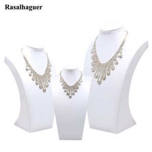 Scatole per gioielli Luxury PU Jewelry Model Bust Show Espositore 5 Formati Opzioni display bianco Pendenti per collana Manichino Stand per gioielli Organizer 230606