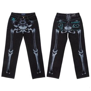 Mens Jeans Minus Two Y2k Men Harajuku Hip Hop Skull Graphic Print Baggy Black Pants Gothic Wide Leg Trouser Streetwear 230606