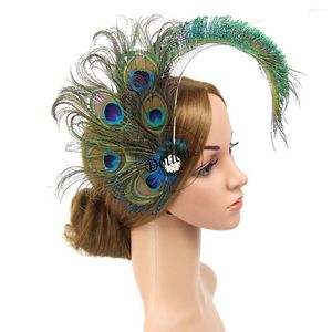 Nakrycia głowy Peacock Feather Hairpin panna młoda nakładka włosów