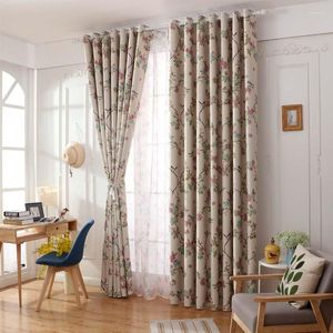 Curtain Style Floral Blackout Curtains For Living Room Kitchen Green Leaves Plants Pattern Blinds Finished Drapes