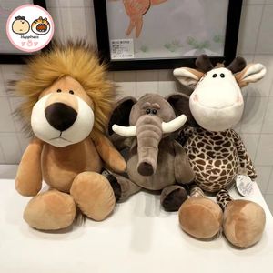 Boneca Forest Brothers Leão Tigre Elefante Girafa Cachorro de Pelúcia Brinquedo de Pelúcia Boneca Infantil Presente de Aniversário Animal da Selva