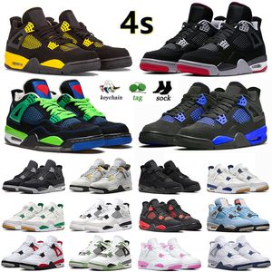 4s Pine Green Mens 4 Basketball Shoes Classic Black Cat Pink Blue Frozen Moments Infrared Blue Thunder Red Cement Sail Sneakers 36-47
